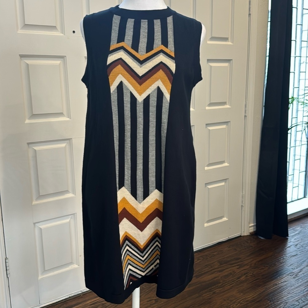 NWT Missoni Target Collab Sweater Dress Black Gold Retro Zigzag Sleeveless S